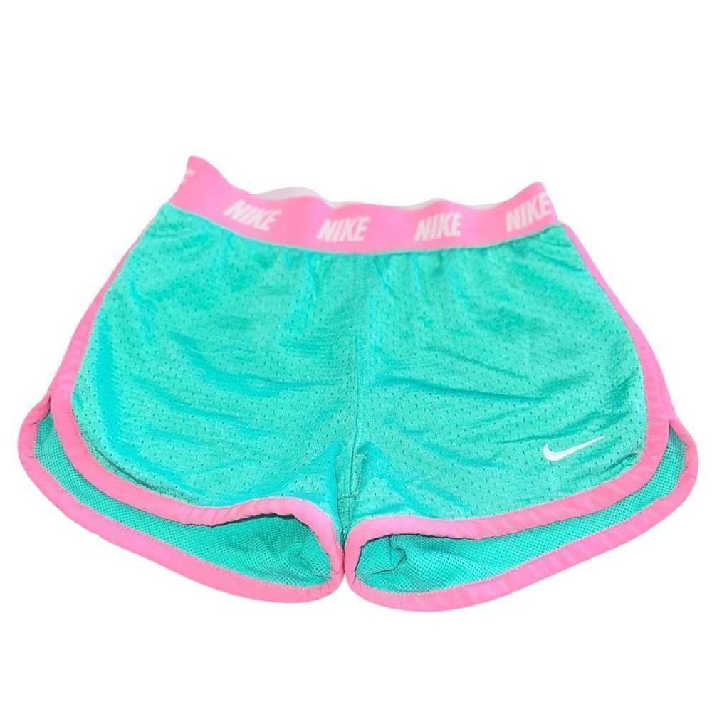 Nike Dri-Fit Girls Size 6 Mint Green Pink Running Shorts